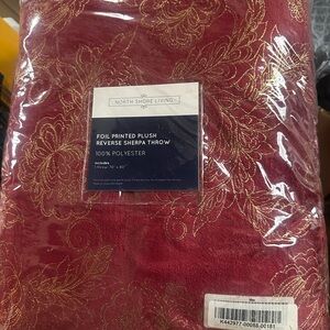 North Shore Living Red and Gold Sherpa Throw